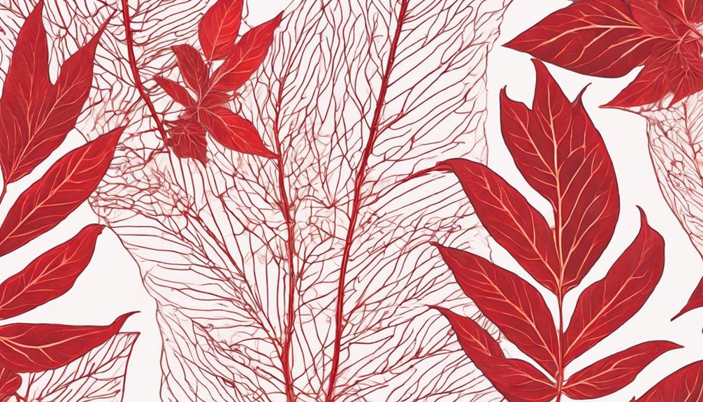 detailed red leaf veins